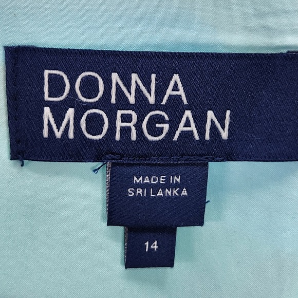 Donna Morgan Sheath Dress Womens 14 Poplin Floral Sweetheart Neck Puff Sleeve - Picture 5 of 10